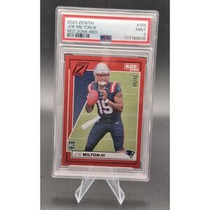 2024 Zenith Joe Milton #155 Red Zone Red /50 (RC) PSA 9 Mint Dallas Cowboys